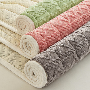 Milk Fleece Mattress <b>Pad</b> Thickened Warm Blanket For Home Dormitory Single <b>Bed</b> Size Polyester Fabric Machine Washable - Product Image 1