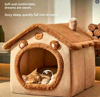 Nichoir pour chats et chiens, chaud pour l'hiver, quatre saisons, motif ours, utilisation en intérieur, amovible, lavable, lit et nid pour animaux de compagnie