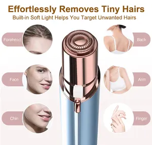 Özel Logo yeni yüz kaş düzeltici tıraş yüz Mini taşınabilir elektrikli epilasyon epilatör ile kadınlar için Led ışık