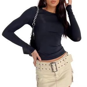 Spring Autumn Solid Slim Street Wear Long Sleeve <b>Women</b> <b>Sports</b> Fitness Top O-neck Skinny Solid Color Ladies <b>T</b>-<b>shirts</b> - Product Image 3