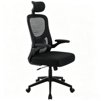 Chaise de bureau exécutive FlameGlow moderne et confortable avec siège pivotant réglable, accoudoirs en maille, dossier solide en PVC, pliable pour la maison et le bureau