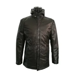 black casual men hooded leather jackets for men