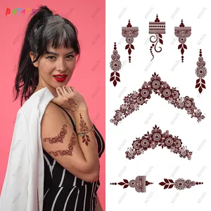 Bxtats Custom All Kinds Of Colors White black brown Tattoo Henna Lace Body Art Water Transfer Waterproof Tempary Tattoo Stickers