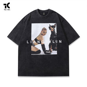 T-shirt en tricot grande taille unisexe, imprimé Doberman Pinscher, effet délavé et vieilli, style High Street Direct Spray, marque de mode rétro - Product Image 5