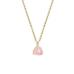 Collar de Cadena de Eslabones de Acero Inoxidable para Mujer con Colgante Triangular Facetado de Cristal de Amatista, Diseño Moderno de Corazones y <span class=keywords><strong>Amor</strong></span> - Product Image 5