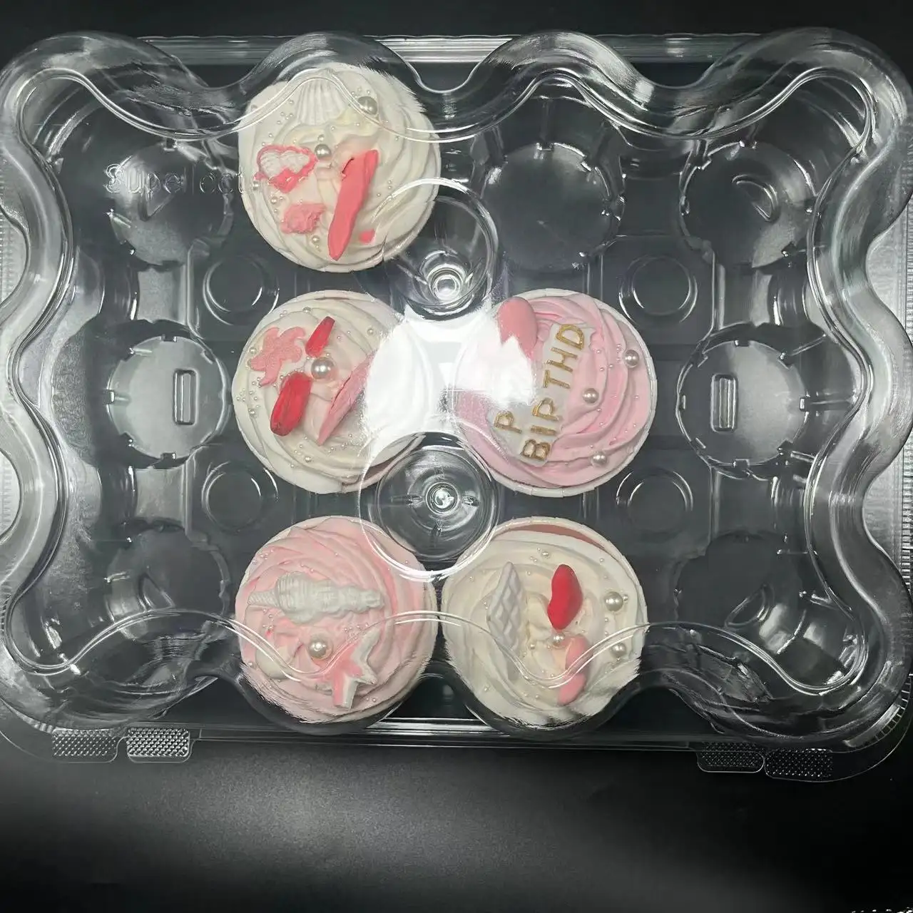 Grosir plastik hewan peliharaan sekali pakai bening 12 lubang kotak Cupcake Mini/wadah