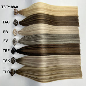 Extensiones de Cabello Humano Virgen con Punta Plana Europea <span class=keywords><strong>AVIVA</strong></span>, 100% Alineadas con la Cutícula, Trama Doble a Máquina, Puntas Gruesas, 50g/Paquete - Product Image 1