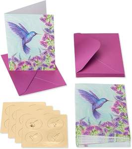 <span class=keywords><strong>Sobres</strong></span> de Agradecimiento - Tarjetas en Blanco con <span class=keywords><strong>Sobres</strong></span> - Diseñado por Bella Pilar, Colibrí Morado (Paquete de 14) - Product Image 1