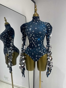 Body de lentejuelas de cuello alto <span class=keywords><strong>para</strong></span> mujer, estilo industrial, <span class=keywords><strong>para</strong></span> cantantes y bailarinas de pole dance en plataforma - Product Image 6