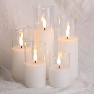 Mermei's Set mit 5 weißen Glas-LED-Kerzen für die Heimdekoration - Product Image 5