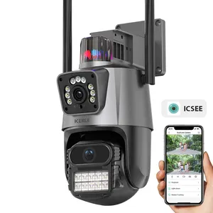 KERUI Icsee 2K 4mp Wifi Cámara de seguridad para exteriores Doble lente Hd Inalámbrico Ptz Video Vigilancia Cámara Ip