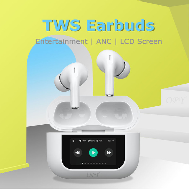 Earphone Wireless In-Ear Waterproof 5-7 Hours Listen Time Battery LCD Display Screen Blue Tooth 5.4 One Step Pairing Earbuds