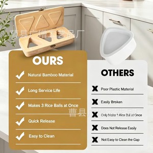 แม่พิมพ์ข้าวปั้นไม้รูปสามเหลี่ยม 3 รู เครื่องทำเบนโตะ DIY อุปกรณ์ทำอาหาร - Product Image 1