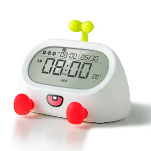 Siswa multifungsi suhu lampu malam lucu layar besar meja & meja Alarm Digital jam