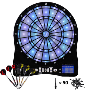 Cible de fléchettes électronique à pointes souples Win.max, en plastique LED sécurisé pour la compétition des enfants, 6 fléchettes, 50 pointes de rechange, 48 jeux et 315 variations - Product Image 1