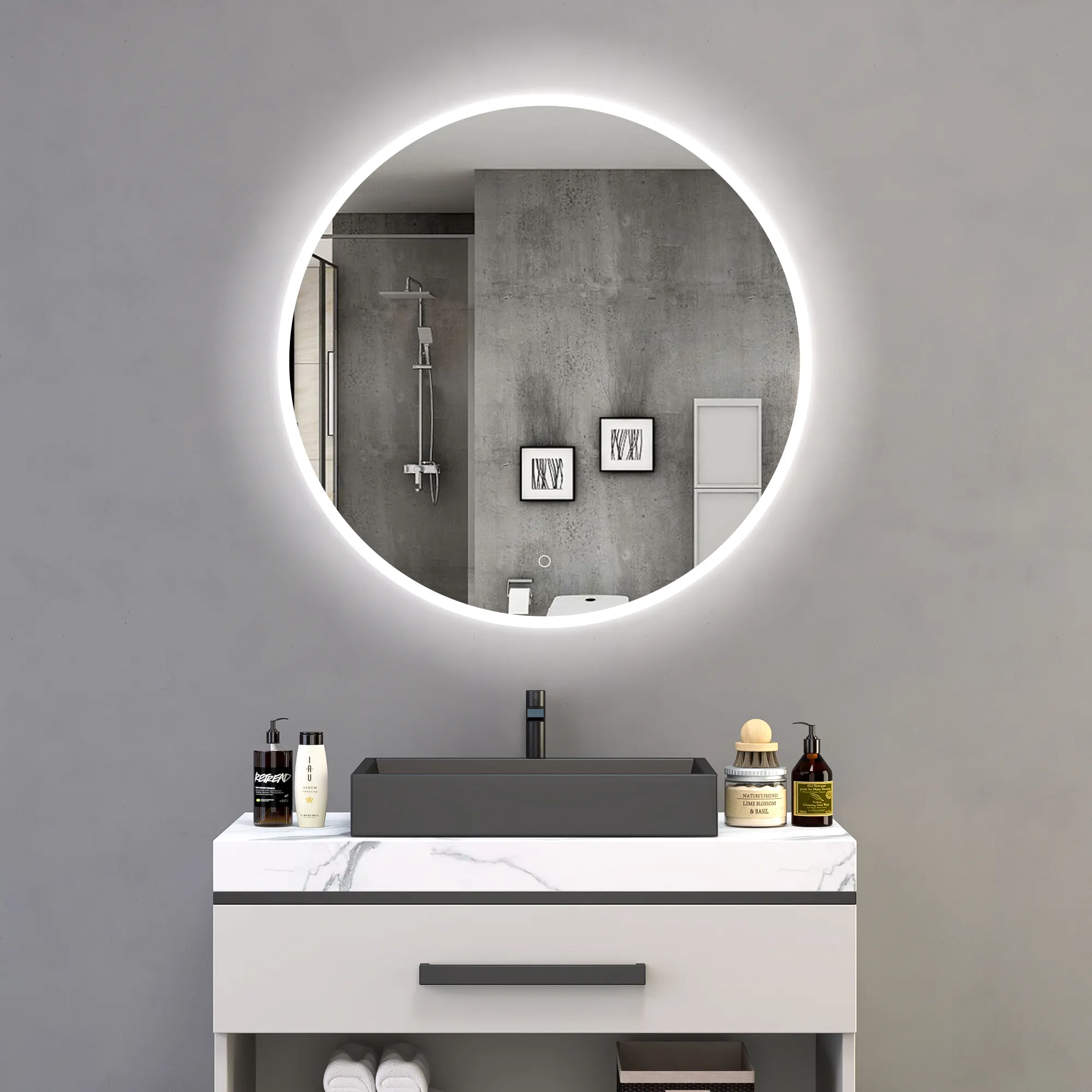 Manufacturer Round Backlit Led Light Up Standing Fitness Smart Led Bathroom Mirror With Led Light