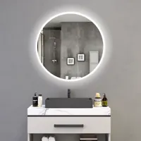 Espejo de baño con luz Led, redondo, nórdico, inteligente, Fitness