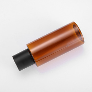 Brown Pet <b>Plastic</b> Cosmetic Bottle 90Ml Screw <b>Cap</b> Cylinder Shape For Personal Care Refills - Product Image 3