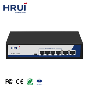 HRUI — interrupteur réseau PoE 100M, 4 Ports, commutateur VLAN PoE, coque métallique