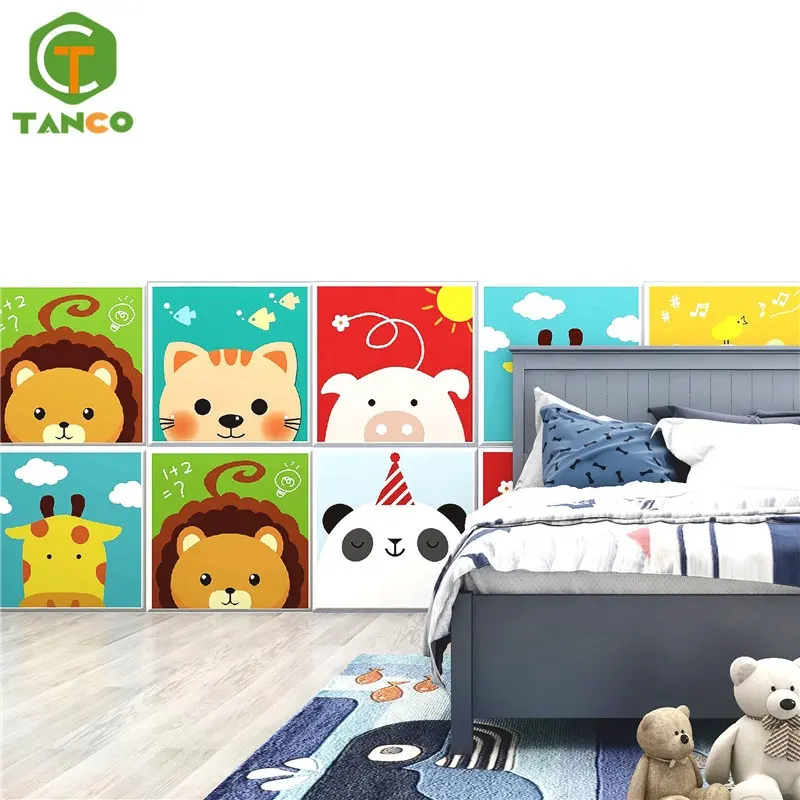 Kedap Suara Anak-anak Lucu Busa Stiker Dinding Kamar Tidur Dekorasi Papel Tapiz Diri Perekat Kartun Kertas Anak-anak 3D Wallpaper