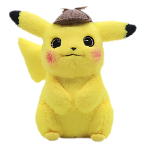 Juguete de peluche de <span class=keywords><strong>Detective</strong></span> <span class=keywords><strong>Pikachu</strong></span> genuino, muñeco de peluche suave Pokemoned con sombrero de <span class=keywords><strong>detective</strong></span>, colección de regalos para fanáticos de los niños de alta calidad - Product Image 1