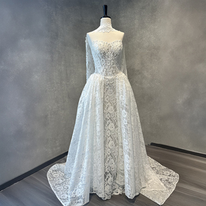 Vestido de Novia Elegante Blanco Nt144 con Capa de Encaje, Corsé sin Tirantes, Apliques Florales de Encaje, Corte en A, Cola Larga Jancember - Product Image 2