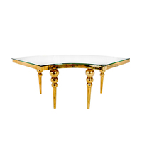 Vente en gros Table de mariage serpentine de luxe courbée en acier inoxydable à dessus blanc