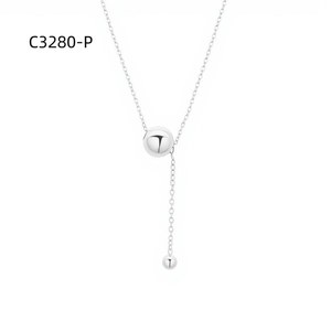 Collar con Colgante Amy Amy, Plata 925, Bañado en Rodio, Cadena de Serpiente Minimalista para Mujer, Uso Diario - Product Image 1
