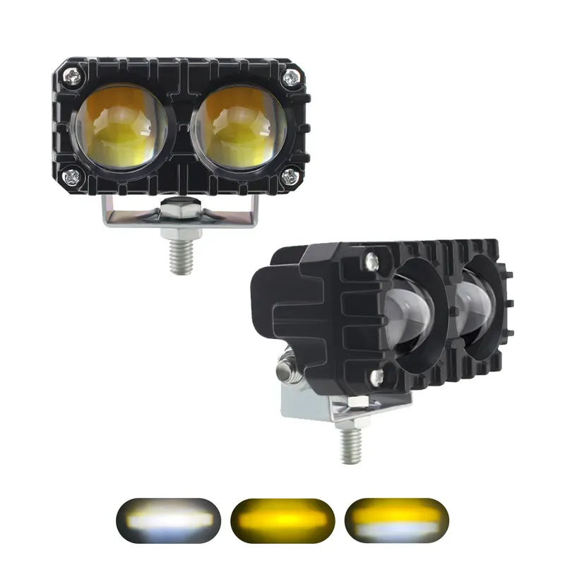 Waterdichte Superheldere Led Motorfiets Hulplicht Offroad Led Rijlicht Dual Color Led Spotlight