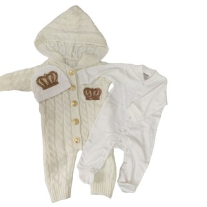 Set Tutina in Maglia per Neonati Stile Europeo-Americano Autunnale in Puro Cotone Unisex Vendita all'Ingrosso/OEM - Product Image 5