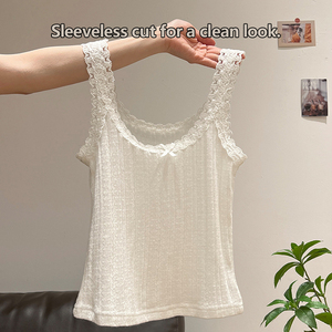 Débardeur d'été uni en dentelle à col rond pour femme, personnalisable, sans manches, sous-vêtement féminin - Product Image 6