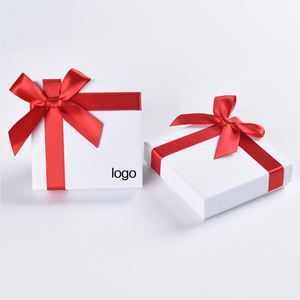 Factory Direct Customizable Free Design White Gray Board <b>Gift</b> <b>Box</b> With Ribbon Elegant Ideal for Jewelry Packaging - Product Image 1