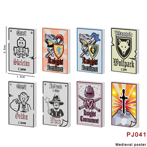 Moc fjpj040 Thời Trung Cổ quân sự lâu đài Sói hiệp sĩ Poster phụ kiện khối xây dựng phần thưởng muốn thông báo in gạch đồ chơi - Product Image 4