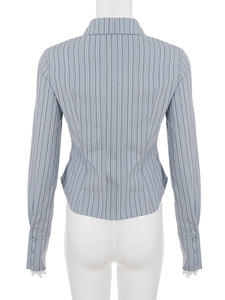 Phong cách đô thị ve áo sọc áo cinched eo để khoe con số ngắn Cardigan dài tay hàng đầu - Product Image 4