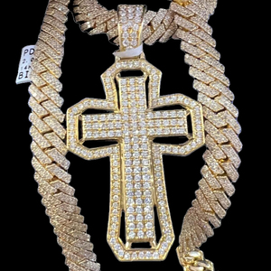 VVS Hiphop Moissanite Pendant 925 Sterling Silver 14K Gold Filled Cristian Iced Out Moissanite Cross Pendant - Product Image 1