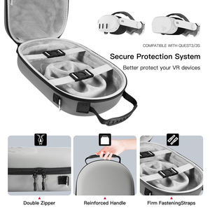 Étui de transport rigide en EVA pour casque VR <span class=keywords><strong>Oculus</strong></span> Meta Quest 3/3S, <span class=keywords><strong>sangle</strong></span> <span class=keywords><strong>Elite</strong></span> et accessoires de manette tactile, sac de rangement de voyage - Product Image 4