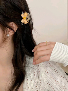 Nouveau produit, design de niche populaire, pince à cheveux élégante avec nœud papillon couleur champagne, pince à cheveux légère et luxueuse pour femmes, bijoux de mode - Product Image 2
