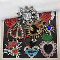 Applique en tissu 3D en forme de cœur de luxe avec strass et diamants - Accessoire décoratif à coudre pour sacs, chapeaux, robes