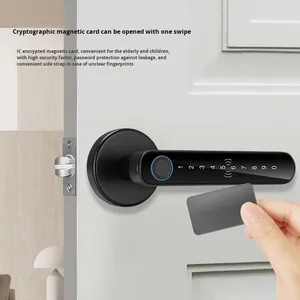 स्टॉक थोक घर इनडोर लकड़ी का दरवाजा लॉक सिंगल-लिंगुअल गोलाकार एक हाथ खोलने वाला सार्वभौमिक फिंगरप्रिंट लॉक ग्राफिफिटी मॉडल - Product Image 2