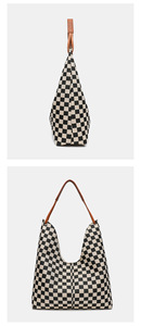 Nuova Borsa a Tracolla Hobo alla Moda in Pelle PU con Motivo a Quadri per Donne - Product Image 6