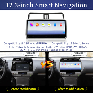 8-Core 4+64G Car Multimedia Navigation Car Touch Screen 12.3" <b>Wireless</b> Carplay <b>System</b> For 18-22 Toyota Prado SUV - Product Image 1