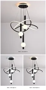 Lampes suspendues pour décor à la maison Restaurant Creative Nordic Living Room Glossy LED Pendant Chandelier - Product Image 4