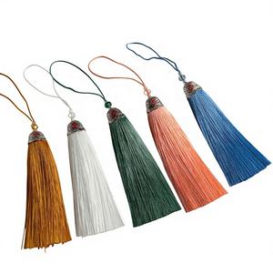 Colgante decorativo de poliéster con nudo de doble dinero y borla de nudo chino personalizada, de seda helada, para accesorios de abanico y marcapáginas - Product Image 6