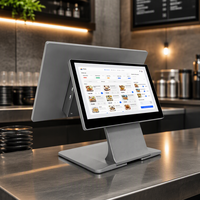 Terminal de point de vente tout-en-un à double écran tactile, design personnalisé, système de caisse enregistreuse pour commande automatique en restaurant