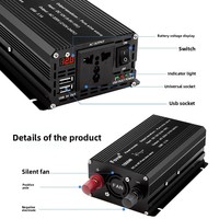 Convertisseur de puissance en gros, onde sinusoïdale pure, DC vers AC, carte d'onduleur, 12V vers 220V, 1000W, 1500W, 2600W, 24V, 48V, pour système solaire de camping-car, bateau