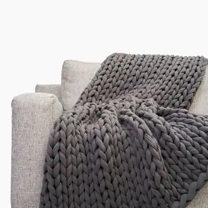 Haute qualité luxe anxiété insomnie adulte doux coton gros jumbo tricot couverture pondérée