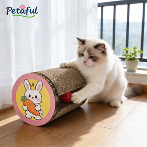 ที่ลับเล็บแมวทรงกระบอก ดีไซน์ทันสมัย ผลิตจากกระดาษแข็งรักษ์โลก พร้อมลูกบอลกระดิ่งและดีไซน์ที่ทนทาน - Product Image 1