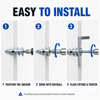 Zinc Plated Metal Drywall Anchors with Screws Self Drilling Wall Plugs for Picture Frames Shelves Towel Holders and Fixtures