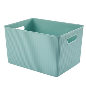 Plastic <b>Rectangular</b> <b>Storage</b> <b>Basket</b> Matcha Green Fresh Pink No Lid Desktop Kitchen Bathroom <b>Storage</b> Box Stripe Pattern - Product Image 5