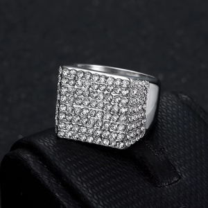 Bague Hip Hop étanche en acier inoxydable plaqué or avec zircone cubique étincelante, bijou de mode pour homme - Product Image 5